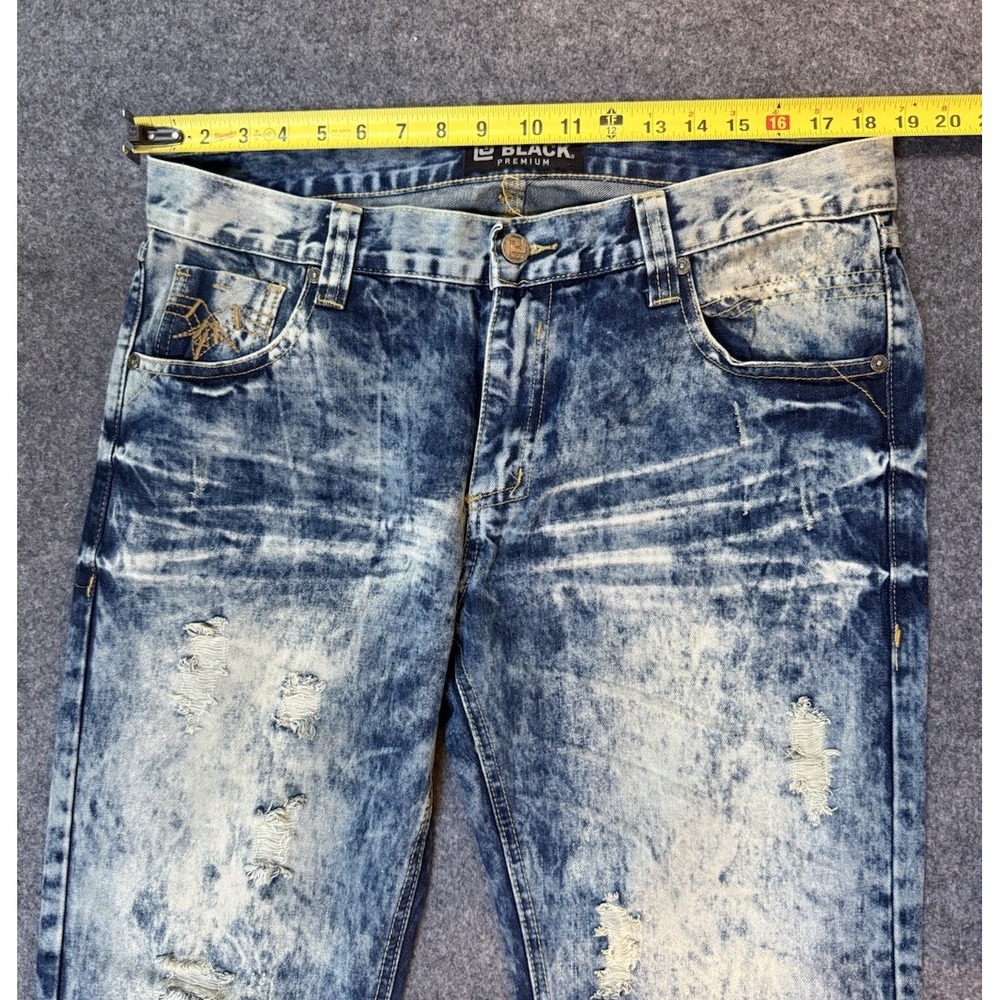 CJ Black Premium Jeans Mens Slim Straight Distressed Acid Wash Blue 34 X 32 - Picture 3 of 7